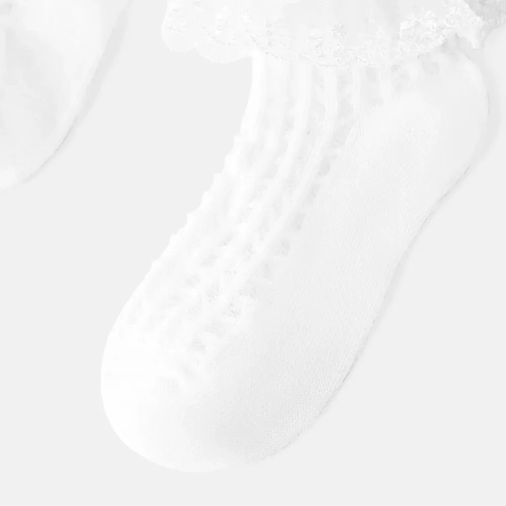 PATPAT baby girls Lace Trim Mesh Thin Socks Bundle of 3 - Mixed Sizes